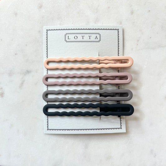 Set of Four Neutral Wavy Hair Clips