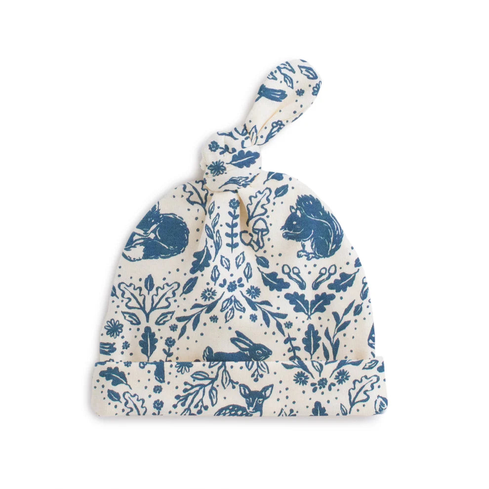 Winter Water Factory | Knotted Baby Hat in Animal Tapestry Delft Blue