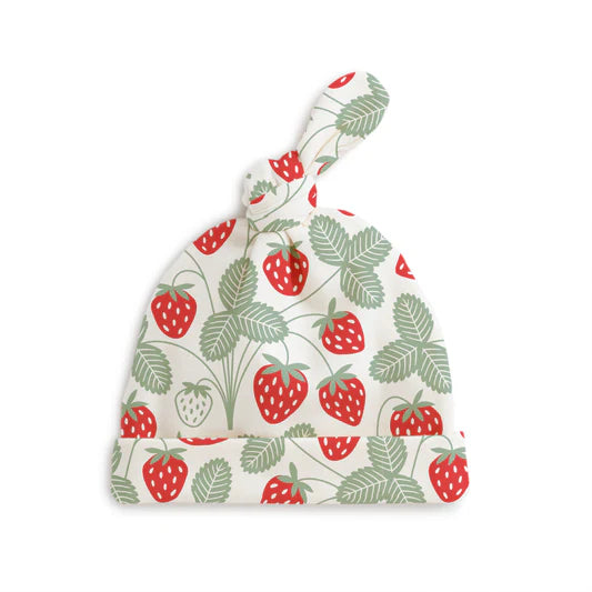 Winter Water Factory | Knotted Baby Hat in Strawberry Print