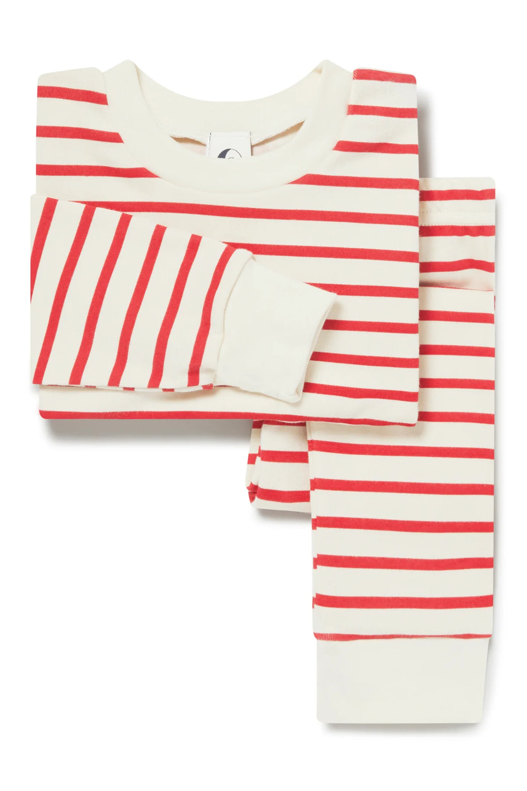 Kids' Classic Pajama Set in Red & Oatmeal Breton Stripes
