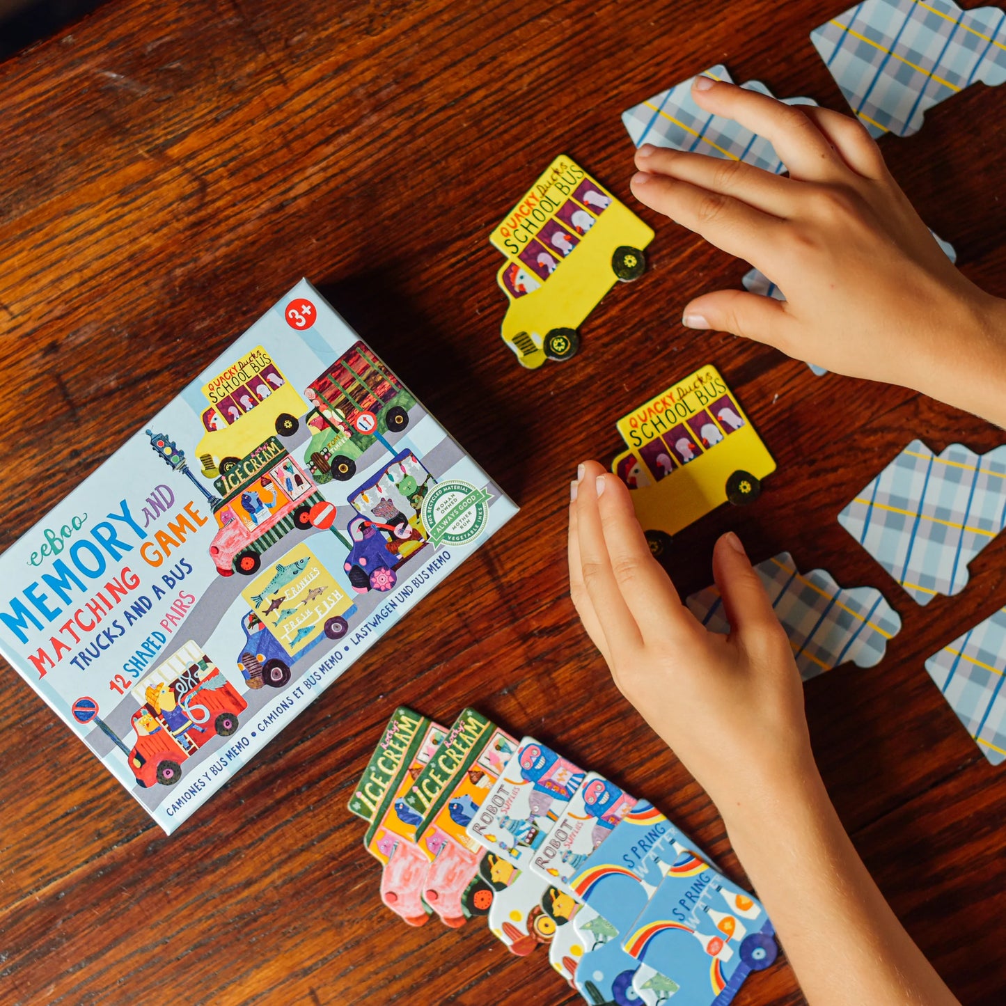 Eeboo | Trucks & a Bus Little Memory & Matching Game