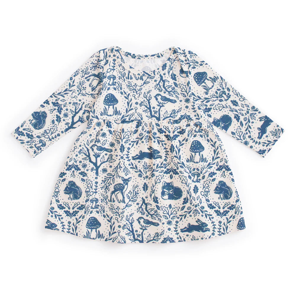 Winter Water Factory | Lausanne Baby Dress in Delft Blue Animal Tapestry