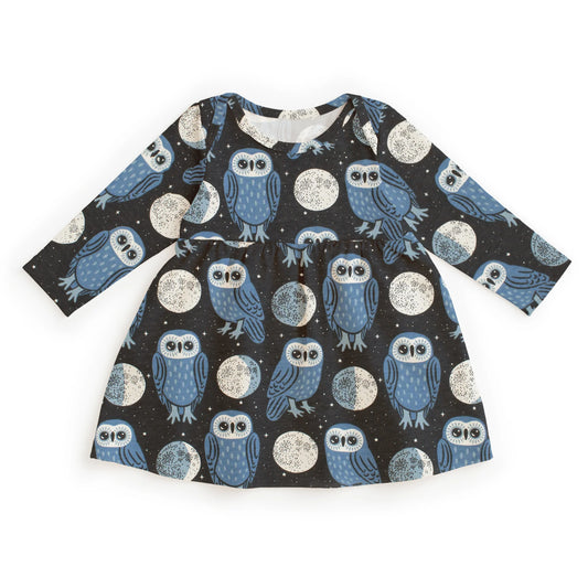 Lausanne Baby Dress in Midnight Owls