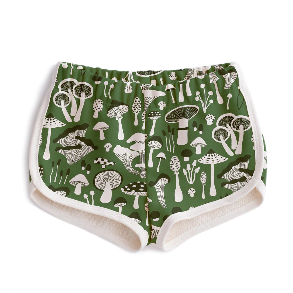 Terry Shorts in Green Fungi Print