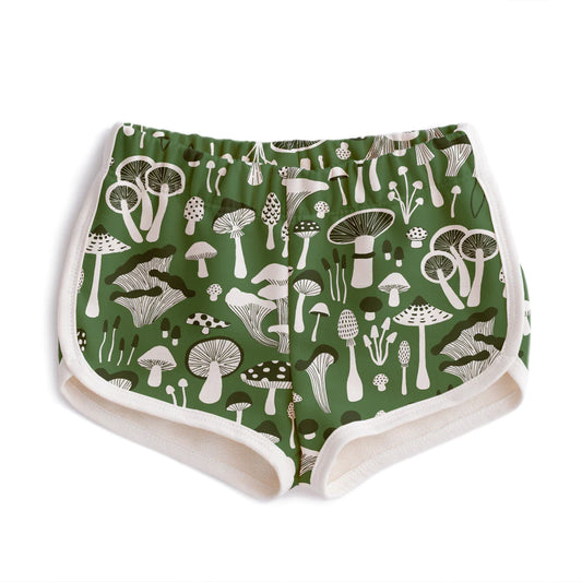 Terry Shorts in Green Fungi Print