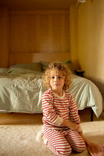 Load image into Gallery viewer, Kids&#39; Classic Pajama Set in Red &amp; Oatmeal Breton Stripes
