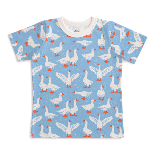 Short Sleeve Tee in Blue Silly Geese