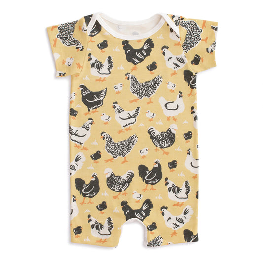 Summer Romper in Chicken Family Yellow