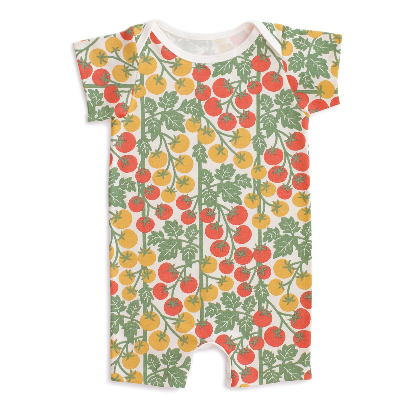 Summer Romper in Tomato Vines Red & Yellow