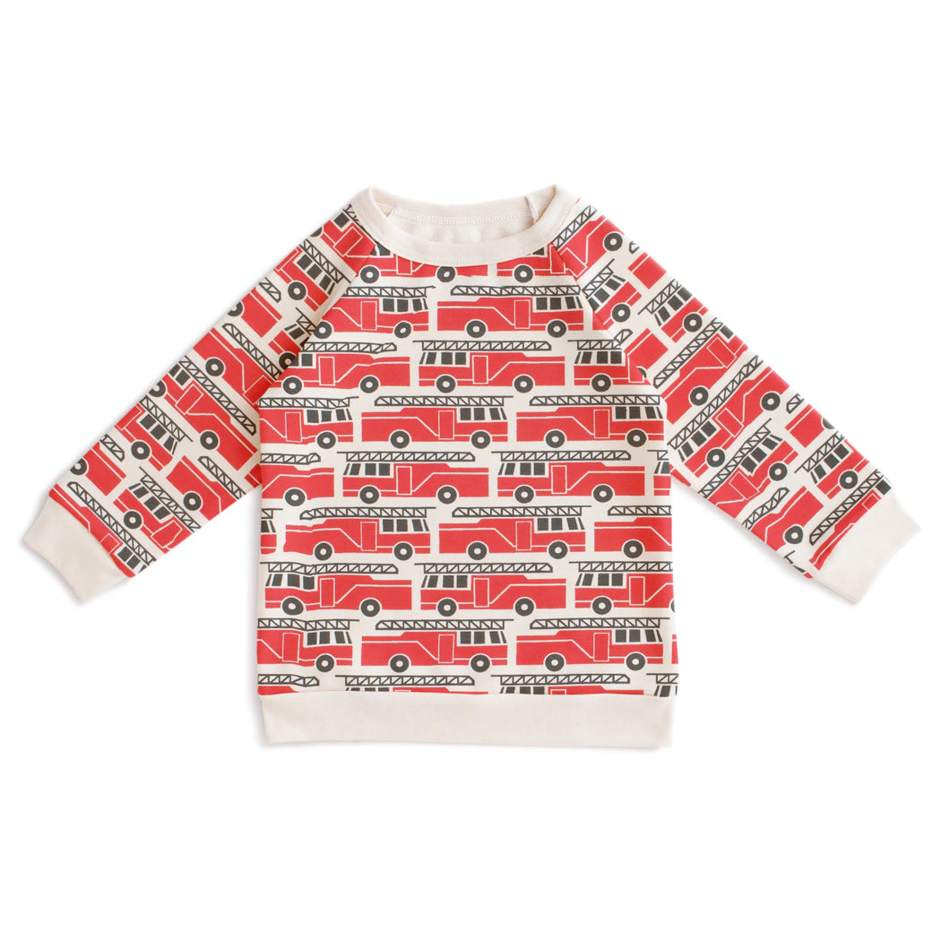 Winter Water Factory | Sweatshirt in Red Firetrucks