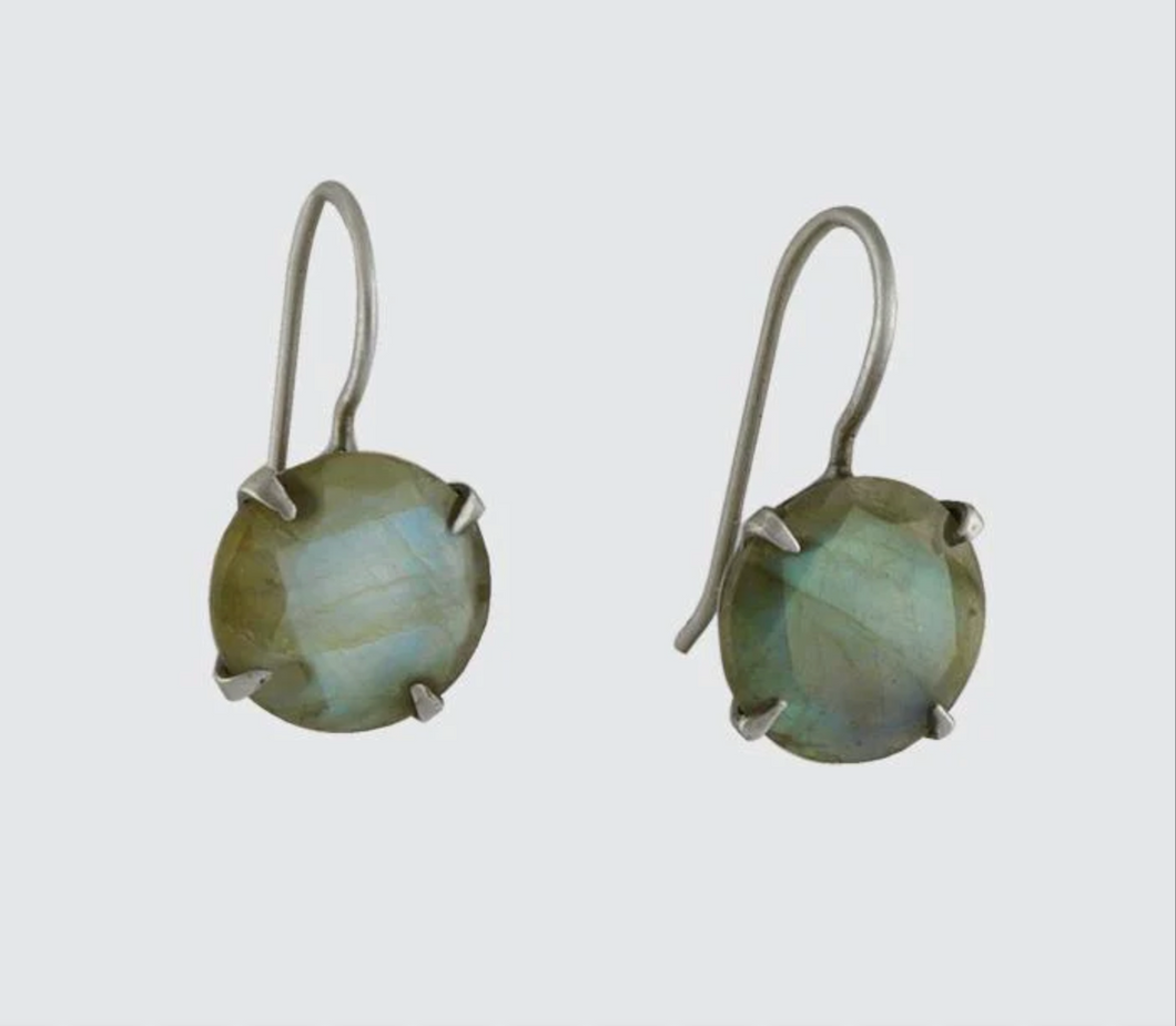 Jane Diaz | Classic Faceted Stone Drop Earrings in Labradorite