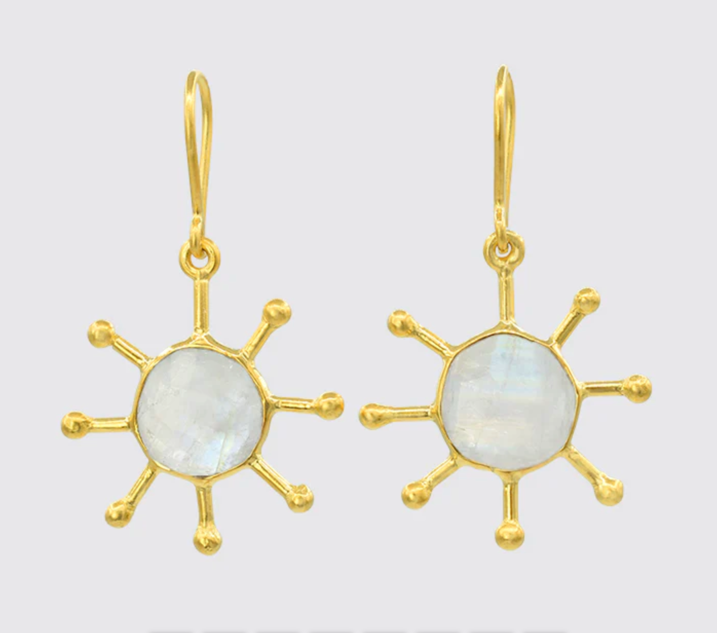 Sputnik Drop Earrings in Rainbow Moonstone