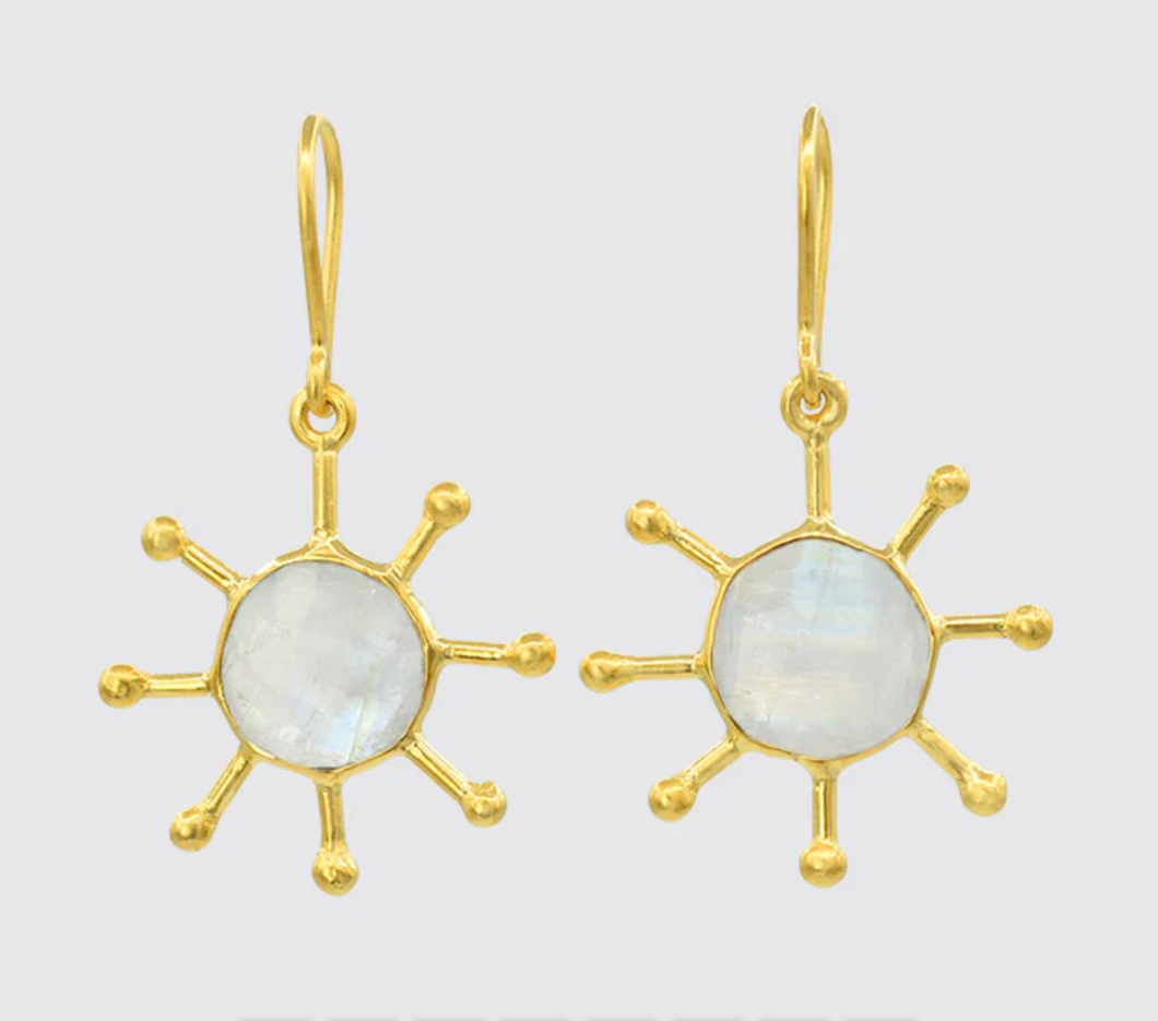 Jane Diaz | Sputnik Drop Earrings in Rainbow Moonstone