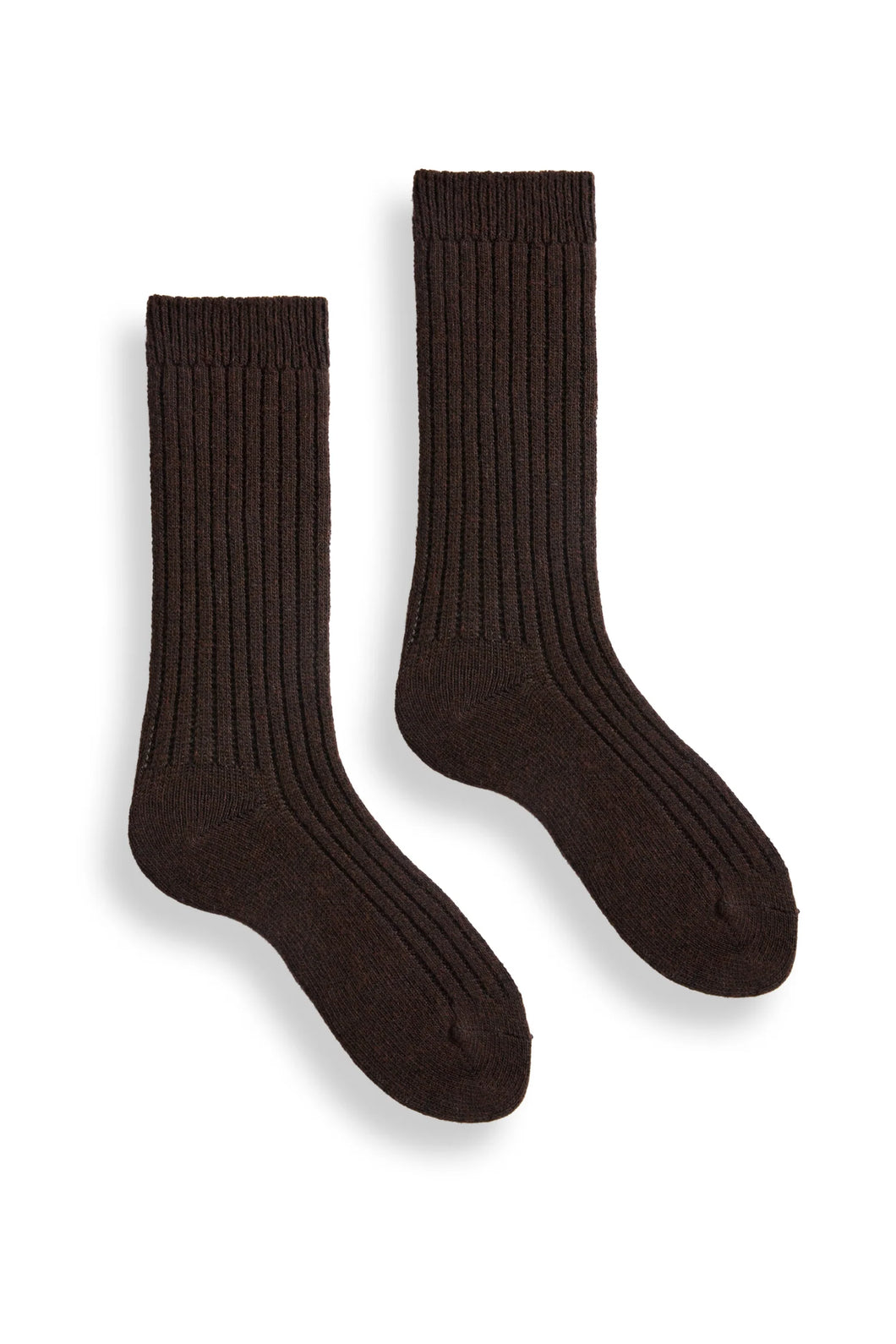 Lisa b. | Solid Ribbed Wool Cashmere Crew in Dark Brown