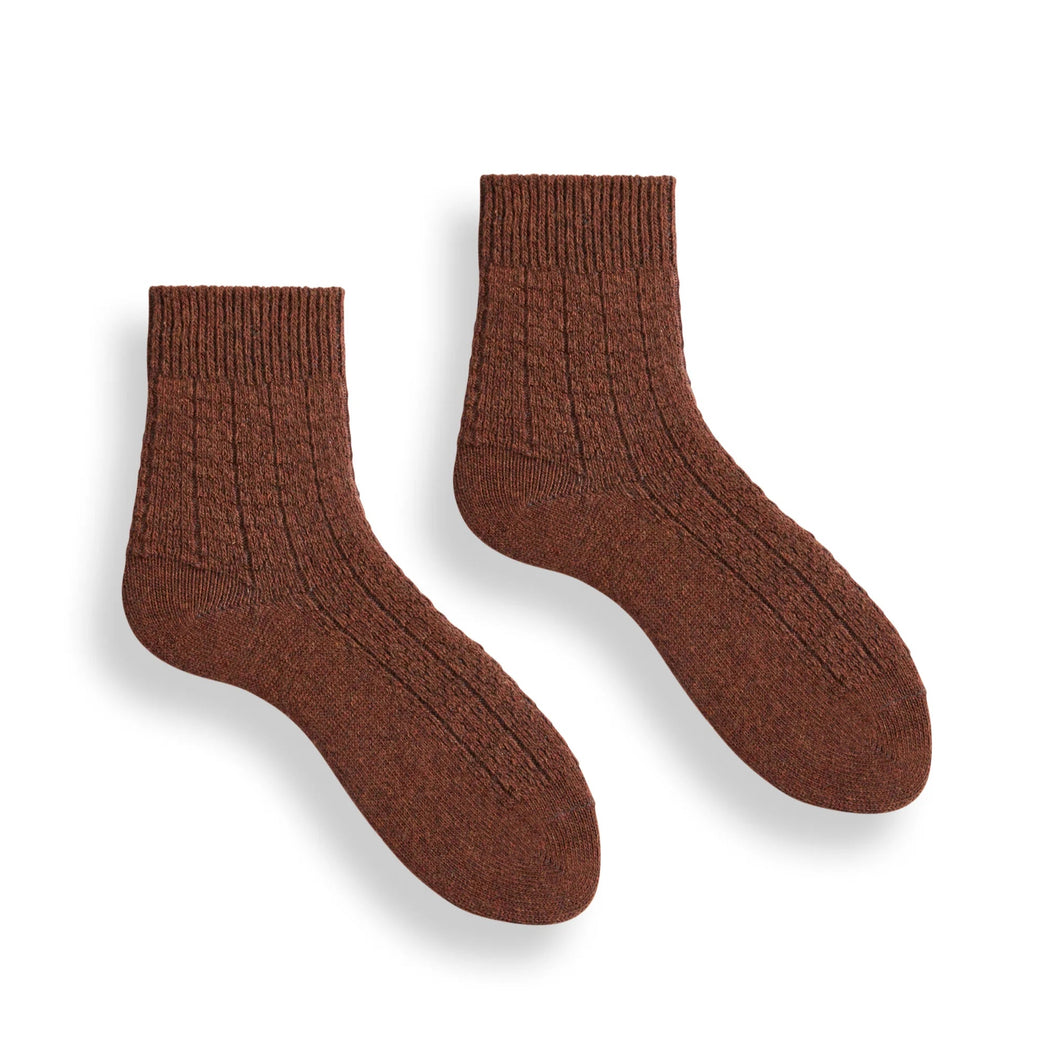 Lisa b. | Rope Stitch Wool Cashmere Socks in Acorn