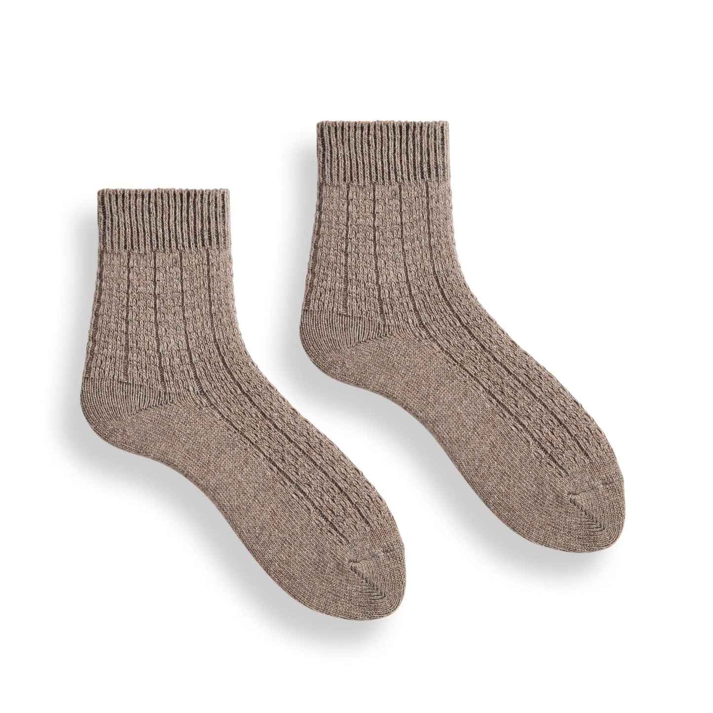 Lisa b. | Rope Stitch Wool Cashmere Socks in Mushroom