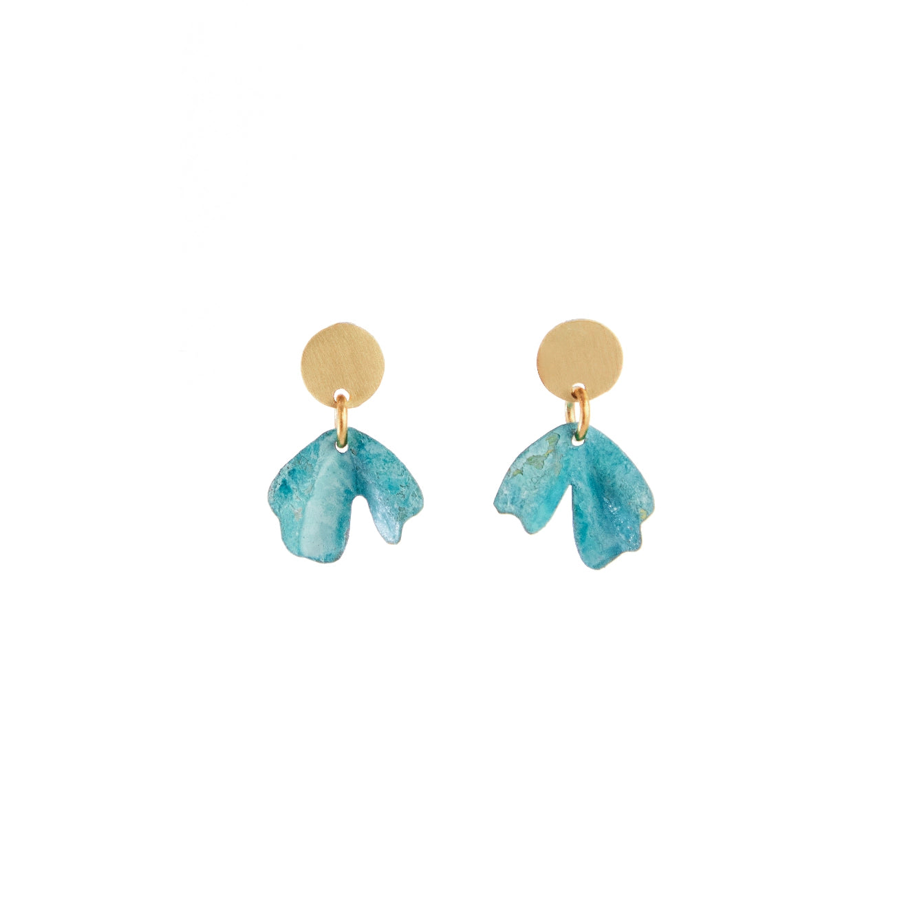 Petal Droplet Earrings in Turquoise Patina