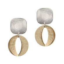 Load image into Gallery viewer, Square with Back to Back Open Disc Post or Clip Earring
