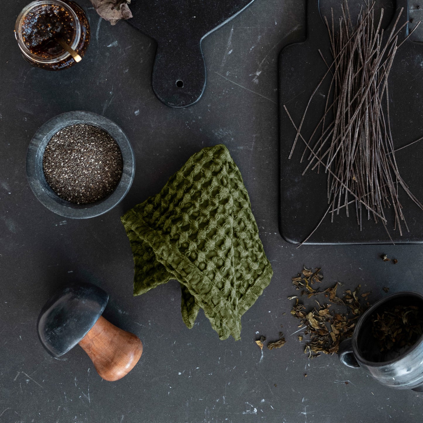 Stonewashed Cotton Waffle Weave Dish Cloth