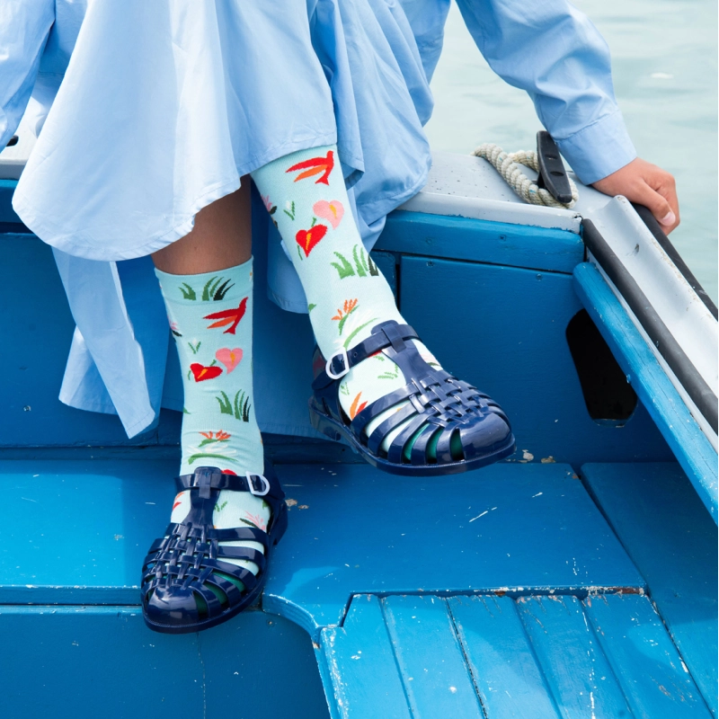 Seedling Socks in Aqua