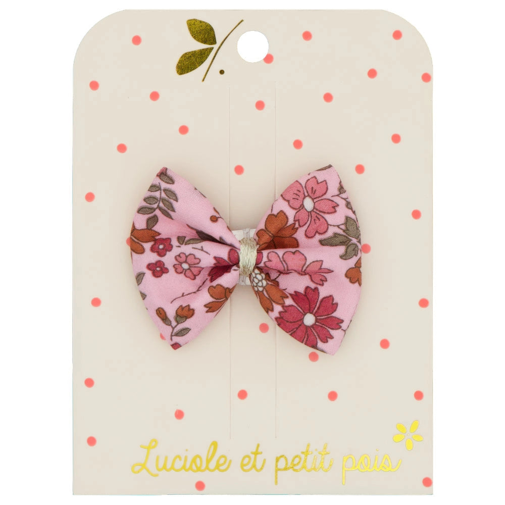 Luciole Et Petit Pois | Ribbon Bow Barrette in Liberty Capel Blotting Pink Floret