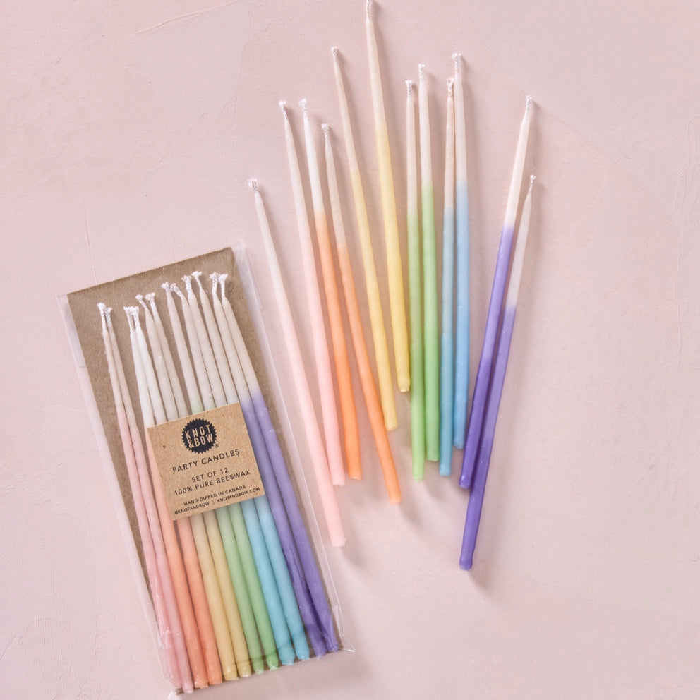 Tall Rainbow Ombré Beeswax Party Candles