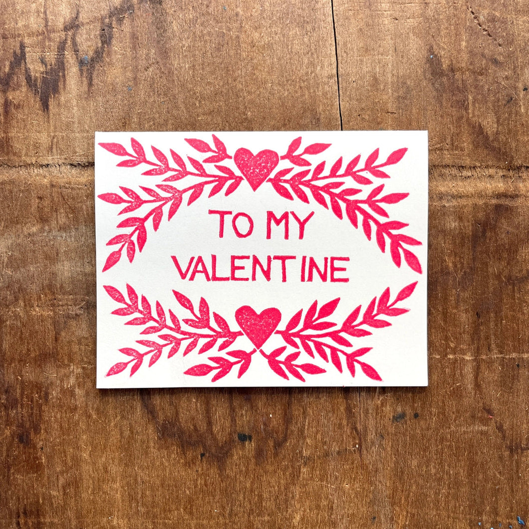 Katharine Watson | To My Valentine Block Printed Card