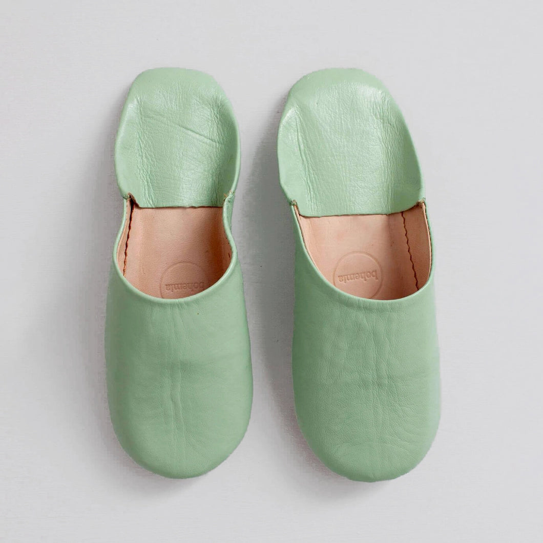 Moroccan Babouche Slippers in Sage