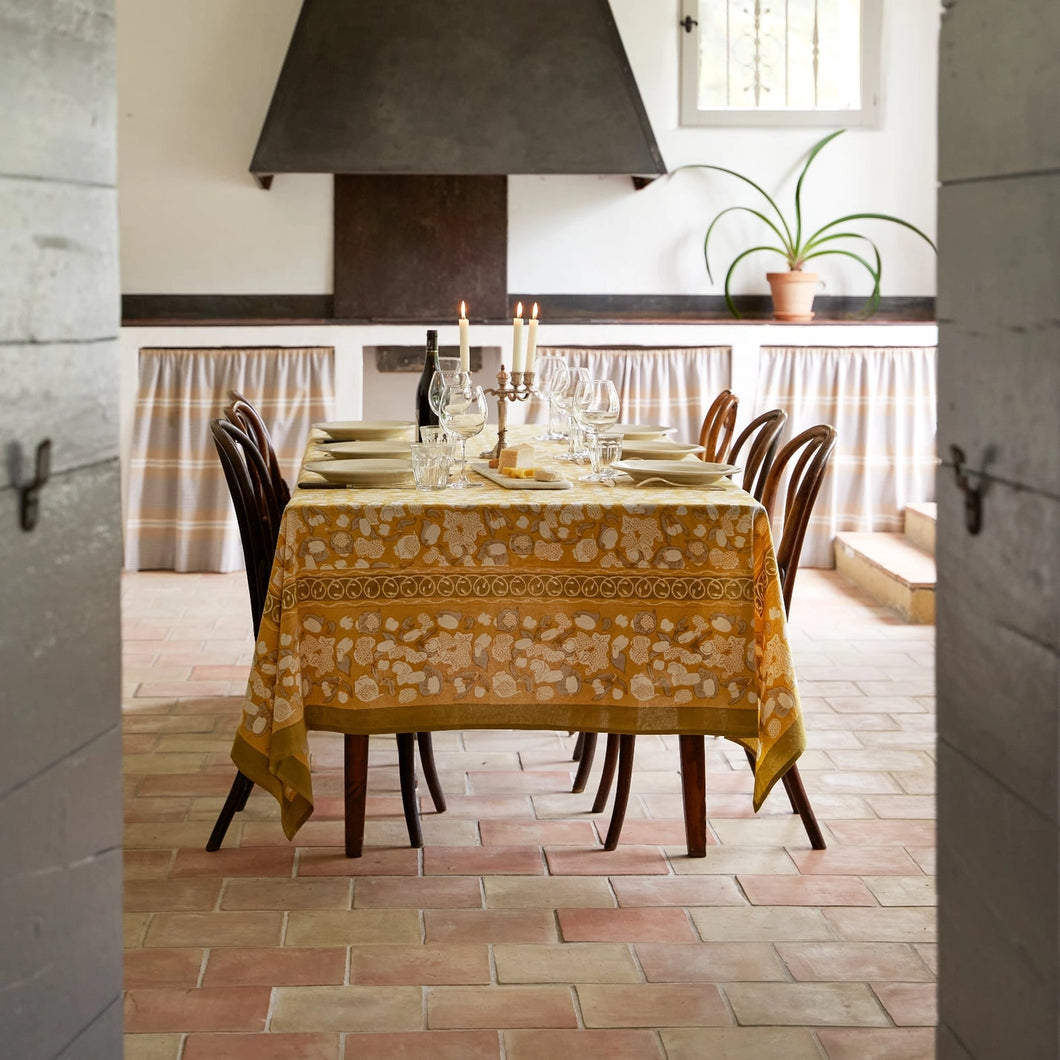 French Tablecloth | Forest Harvest Grey & Mustard