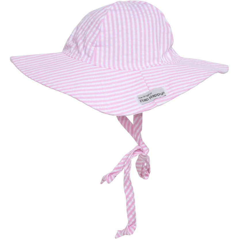 UPF 50+ Wide Brim Sun Hat | Pink Stripe Seersucker