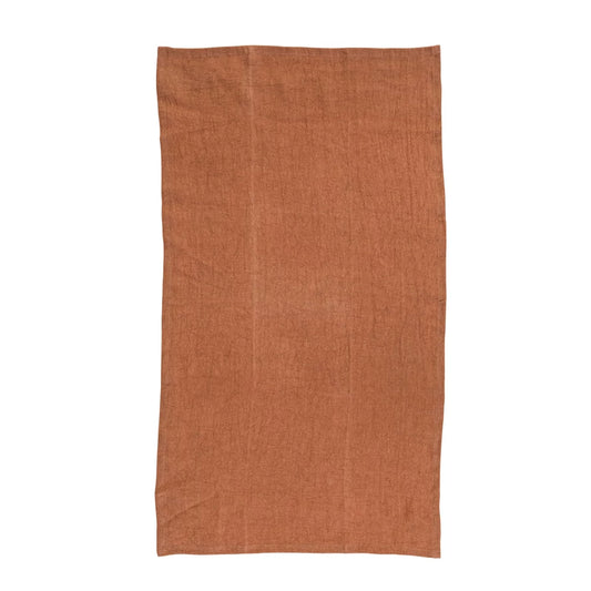 Stonewashed Linen Tea Towel in Rust