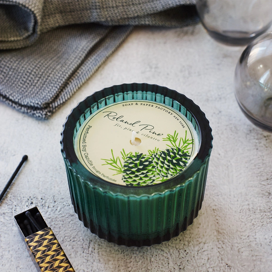 Roland Pine Ribbed Glass Candle