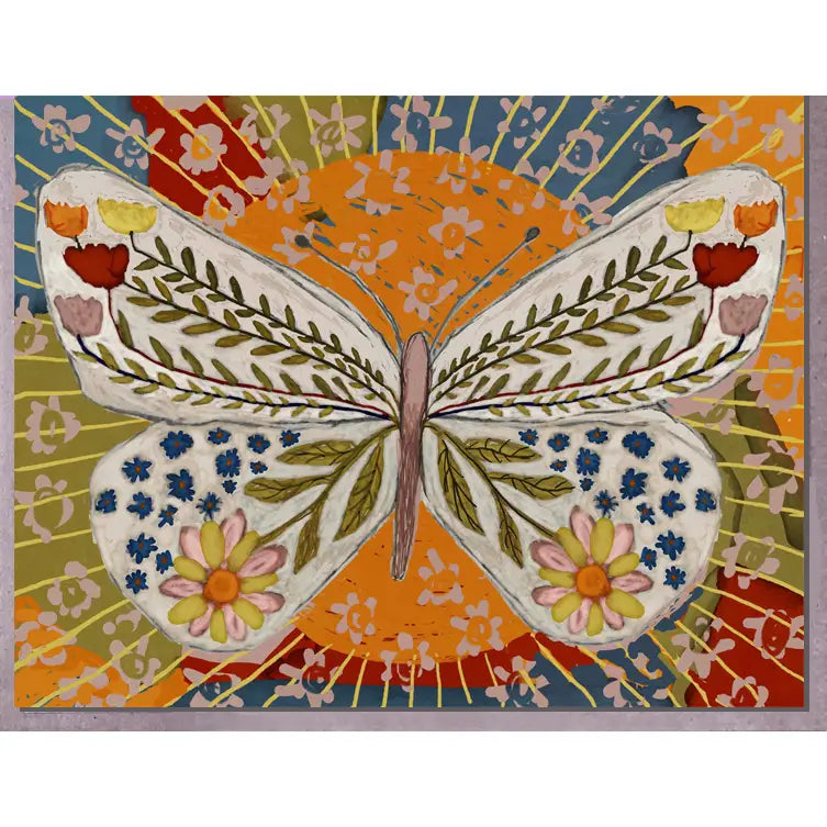 Colorful Butterfly Flowers Card