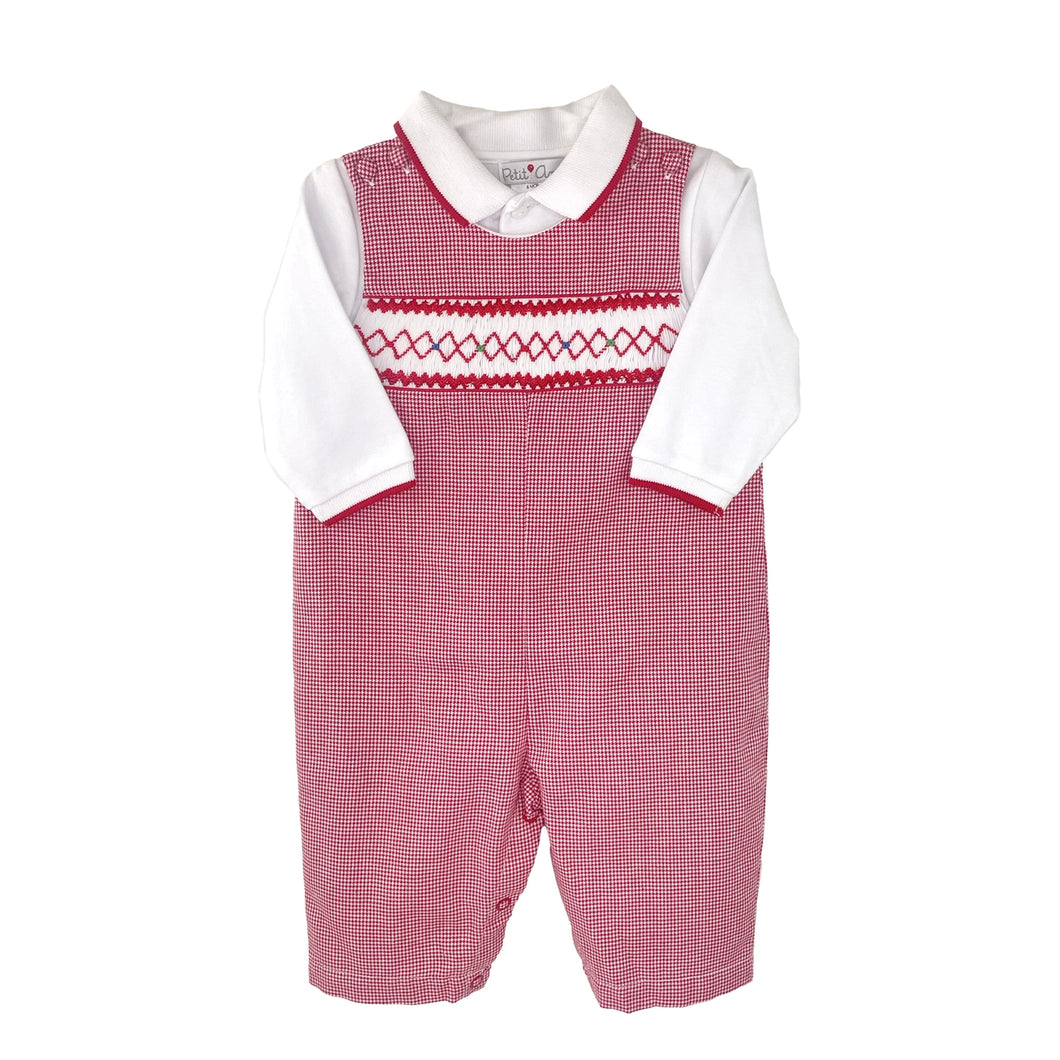 Red Check Smocked Longall