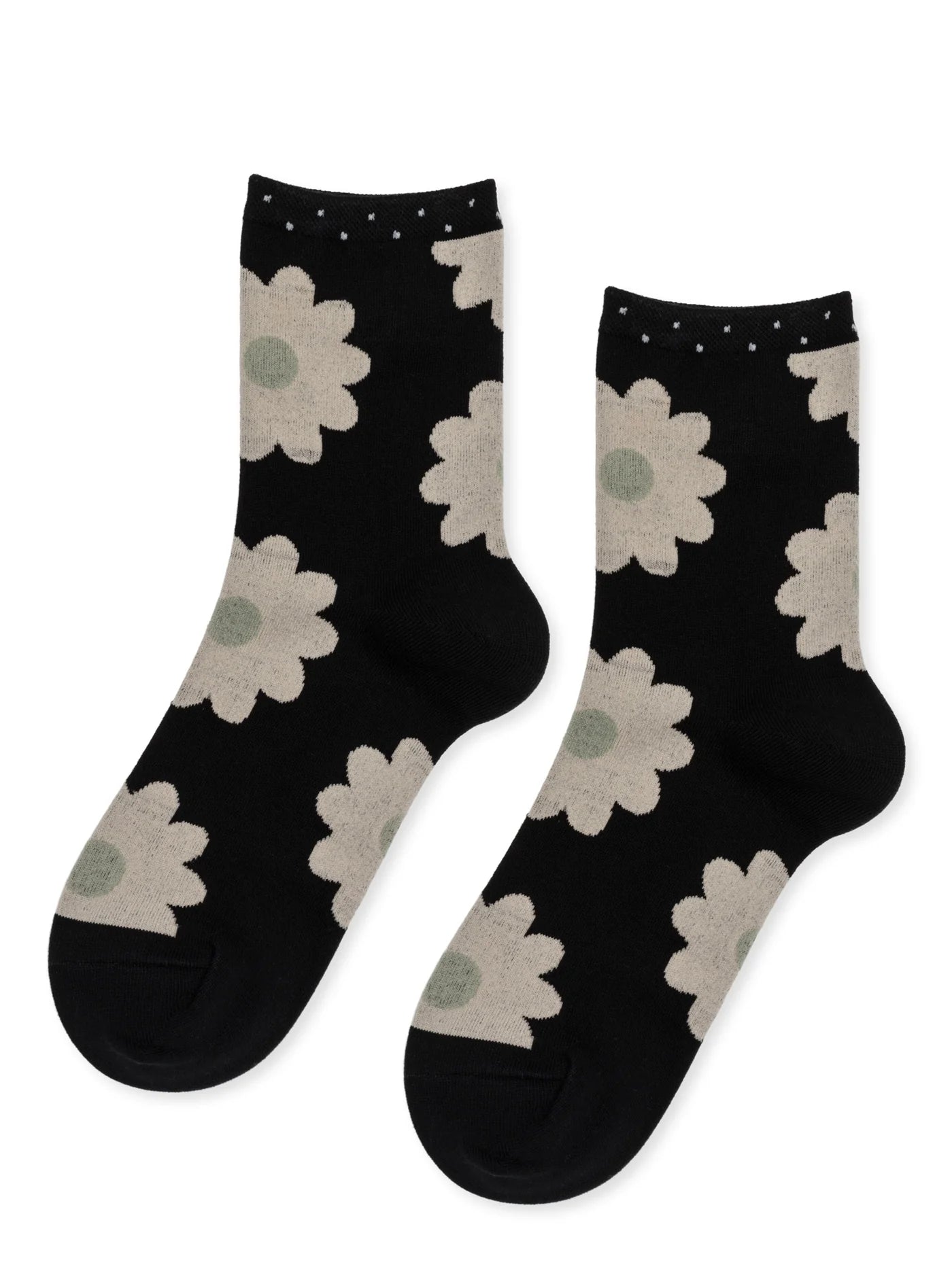 Blooming Daisy Short Crew in Black