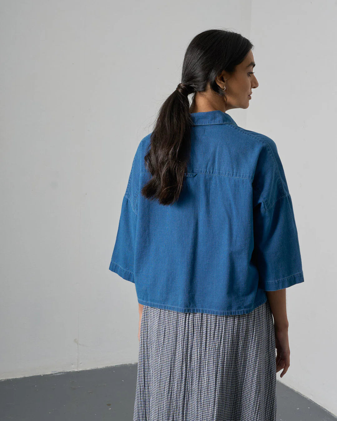 Ava Blouse in Textured Denim