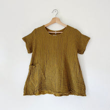 Load image into Gallery viewer, Nusantara | Double Gauze One Pocket Tee in Mustard Stripe
