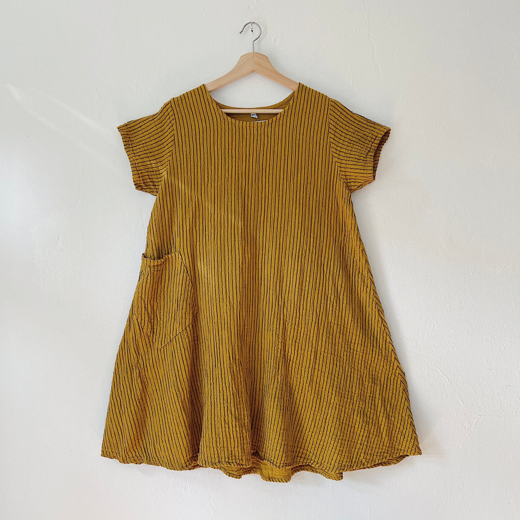 Nusantara | Double Gauze Dress in Mustard Stripe
