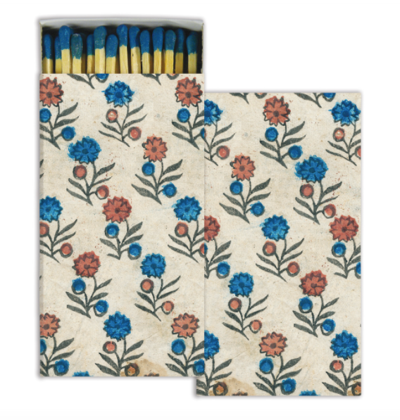 floral matches shown front and back with matches on white background