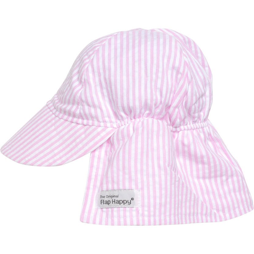 Flap Happy UPF 50+ Sun Hat | Pink Stripe Seersucker