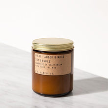 Load image into Gallery viewer, pf candle co amber moss candle front view on marble
