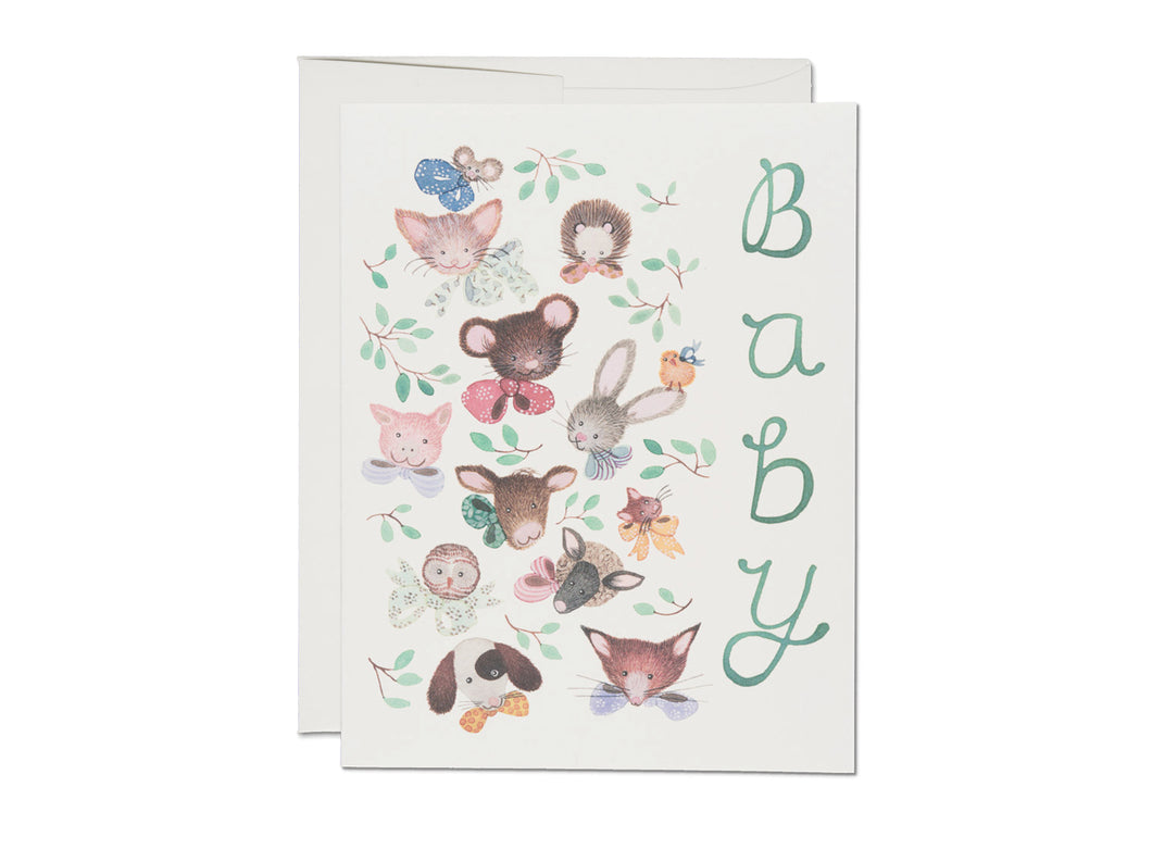 Pink Noses Baby Card